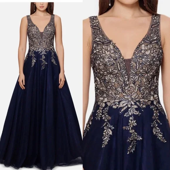 slim fit dress slacks Xscape Evenings Off the Shoulder Taffeta Evening Gown 6416X main image 0